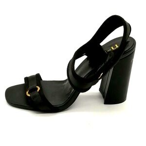 Nicole Miller Shoes Womens‎ Blankslate Black 8.5 Ankle Strap Sandal High Heel